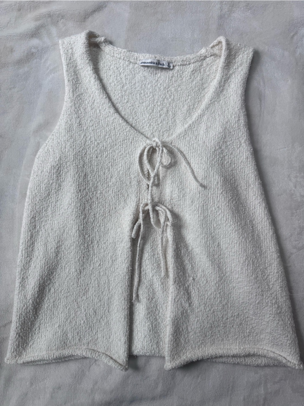 Abercrombie & Fitch Cream Knit Tie-Front Tank Top